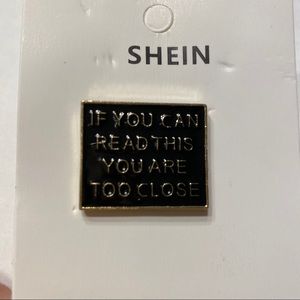 NWT Black Gold Quote Pin With Backing Metal Words